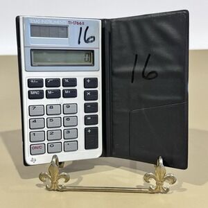 Vintage Texas Instruments TI-1766 Solar Power Calculator Gray Leather Flip Cover